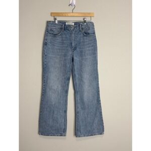 Denim Forum Marianne Mid Loose Flare Jeans Light Wash 100% Organic Cotton 28L